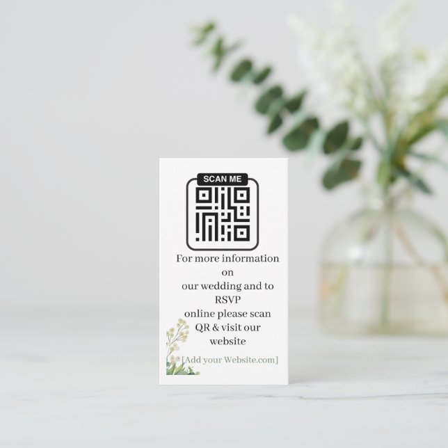 Carte D'accompagnement Eucalyptus & White Florals Botanical Wedding  (Debout devant)