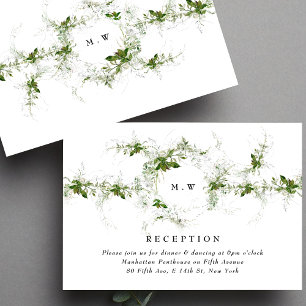 Carte D'accompagnement Eucalyptus Wreath Monogramme Réception de mariage