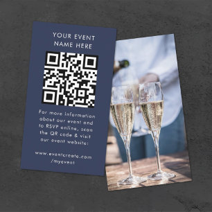 Carte D'accompagnement Event Website   Navy Blue Stylish QR Code RSVP