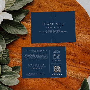 Carte D'accompagnement EVERLY Art Déco Bleu Marine Affaires Remerciement 