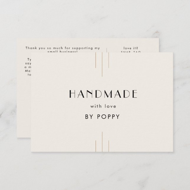 Carte D'accompagnement EVERLY Ivory Handmade with Love Thank You Order (Devant / Derrière)