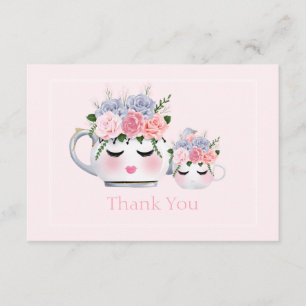 Carte D'accompagnement Eyelashes Teapot Maman Floral Baby shower Merci