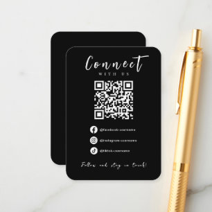 Carte D'accompagnement Facebook Instagram Tiktok Modern Black QR Code