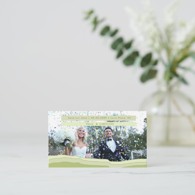 Carte D'accompagnement Faire Annonce de Mariage Moderne Dégradé Pastel Aq (Debout devant)