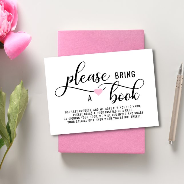 Carte D'accompagnement Faire un cadeau livre Rose Baby Shower (Créateur téléchargé)