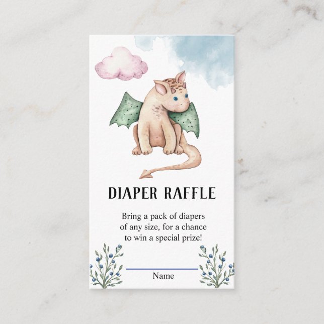 Carte D'accompagnement Fairytale Dragon Baby shower Diaper Raffle (Devant)