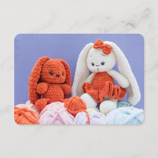 Carte D'accompagnement Fait-main avec lapin au crochet (Devant)