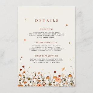 Carte D'accompagnement Fall Fleur sauvage Garden Floral Boho Détails du M