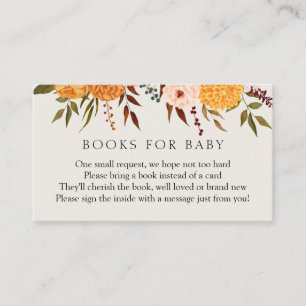 Carte D'accompagnement Fall Florals Mums Livres pour Baby insert card