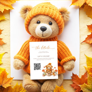 Carte D'accompagnement Fall Teddy Bear Détails du Baby shower qrcode