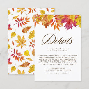 Carte D'accompagnement Falling Feuille Garland Automne Détails du Mariage