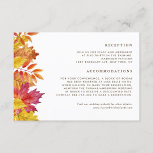 Carte D'accompagnement Falling Feuille Garland Automne Détails du Mariage