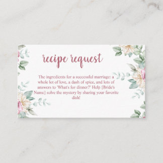 Carte D'accompagnement Fard Rose Floral Aquarelle Réception de Mariage Re