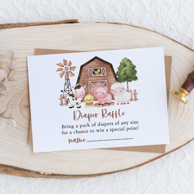 Carte D'accompagnement Farm Animals, Cute Animals, Barn, Diaper Raffle (Créateur téléchargé)