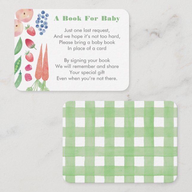 Carte D'accompagnement Farm Fresh Apportez Un Livre Pour Le Baby shower (Devant / Derrière)