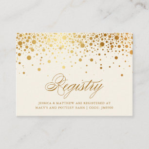 Carte D'accompagnement Faux Gold Foil Confetti Dots Registre d'ivoire