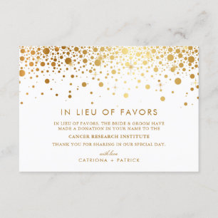 Carte D'accompagnement Faux Gold Foil Confetti en remplacement des faveur