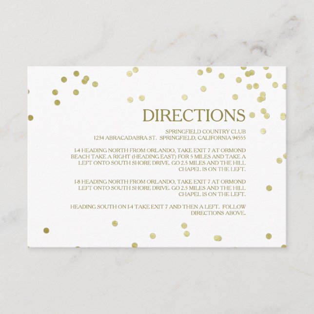 Carte D'accompagnement Faux Gold Foil Confetti Mariage Instructions Inser (Devant)
