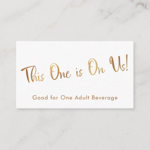 Carte D'accompagnement Faux Gold sur White Drink Billets Insérer des cart