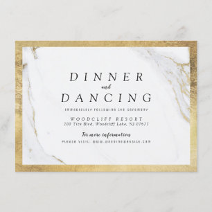 Carte D'accompagnement Faux marbre d'or luxe réception de mariage moderne