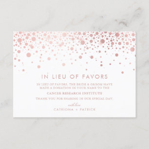 Carte D'accompagnement Faux Rose Gold Foil Confetti en remplacement de Fa