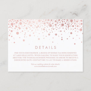 Carte D'accompagnement Faux Rose Gold Foil Confetti White Mariage Détails