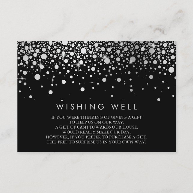 Carte D'accompagnement Faux Silver Confetti Black Wishing Well Card (Devant)