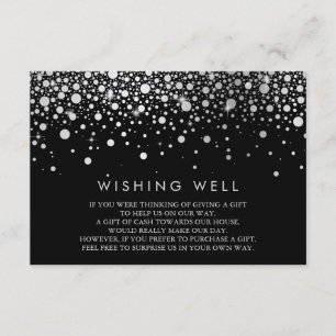 Carte D'accompagnement Faux Silver Confetti Black Wishing Well Card