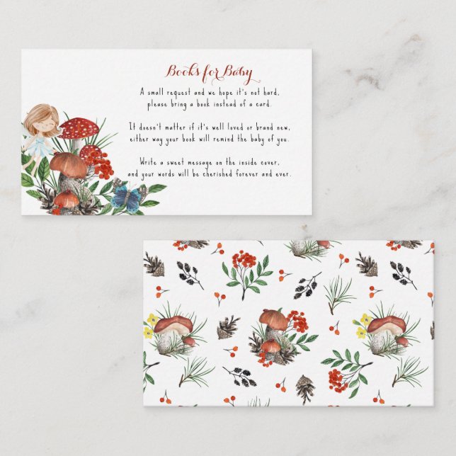 Carte D'accompagnement Fée de la Forêt Enchantée | Demande de livre (Devant / Derrière)