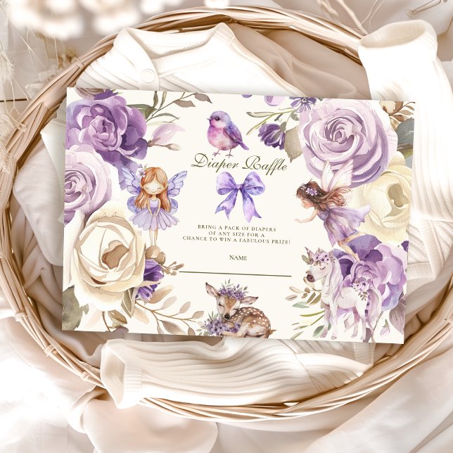 Carte D'accompagnement Fée Woodland Girl Baby shower Diapper Raffle (Créateur téléchargé)