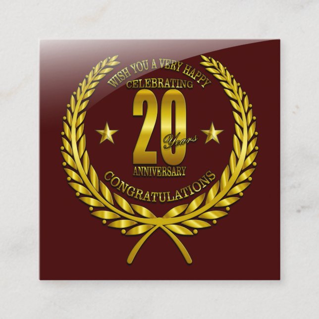Carte D'accompagnement Félicitations pour le 20e anniversaire (Devant)