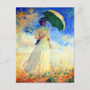 Carte D'accompagnement Femme Monet avec un parasol face droit