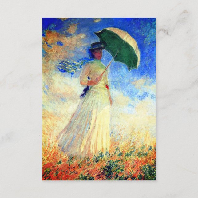 Carte D'accompagnement Femme Monet avec un parasol face droit (Devant)