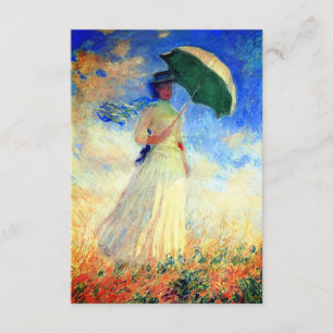 Carte D'accompagnement Femme Monet avec un parasol face droit