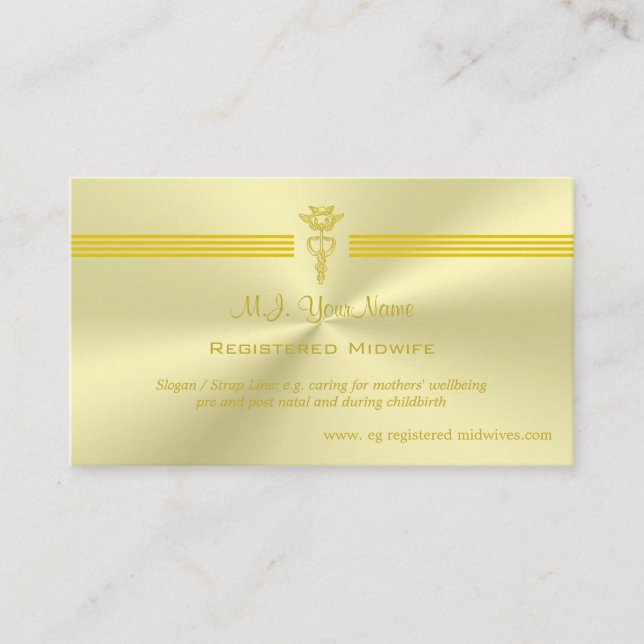 Carte D'accompagnement Femme sage inscrite avec logo de la caducée d'or (Devant)