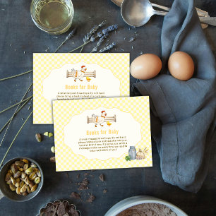 Carte D'accompagnement Ferme de Gingham Jaune Livres Pour Baby Shower