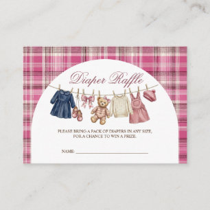 Carte D'accompagnement Fête bébé Baby Shower Diaper Raffle Linge Rose Our