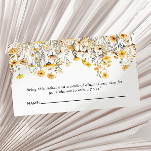 Carte D'accompagnement Fête bébé Bohème Fleur Jaune Sauvage Tombola de Co