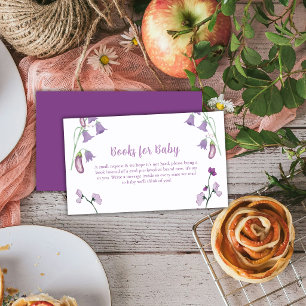 Carte D'accompagnement Fête bébé Livres Aubergine Florale Printemps Pourp