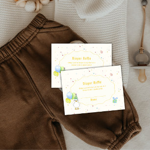 Carte D'accompagnement Fête bébé : l'oie colorée en ballon et couche