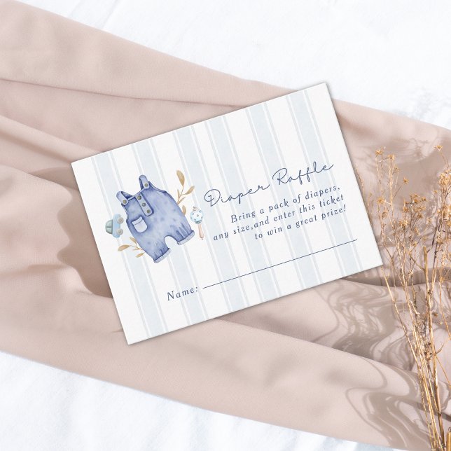 Carte D'accompagnement Fête bébé rayures de jeans bleu denim moderne (Créateur téléchargé)