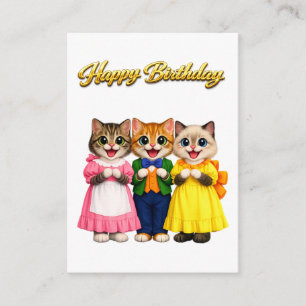 Carte D'accompagnement Fête d'anniversaire de chatons de style victorien 
