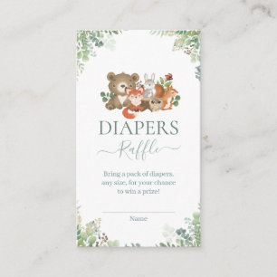 Carte D'accompagnement Fête de bébé animaux de la forêt Couches tombola E
