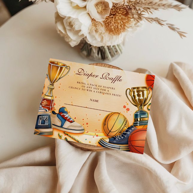 Carte D'accompagnement Fête de bébé basketball Diapper Raffle pour une st (Créateur téléchargé)