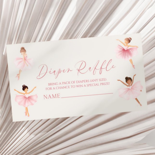 Carte D'accompagnement Fête de Bébé Élégante Rose Ballerine Tirage au Sor (Créateur téléchargé)