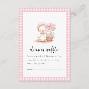 Carte D'accompagnement Fête de Bébé Fille au style aquarelle de l'oie idi