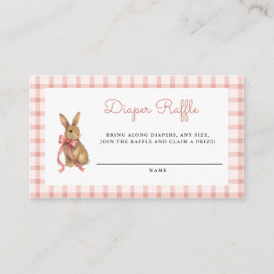 Carte D'accompagnement Fête de Bébé Fille Lapin Rétro Tirage au Sort Couc