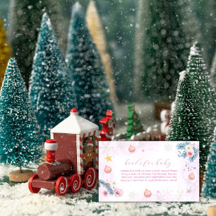 Carte D'accompagnement Fête de Bébé Florale Flocon de Neige Rose Hiver 