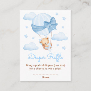Carte D'accompagnement Fête de Bébé Garçon Ours Bleu Ballon Loterie de Co