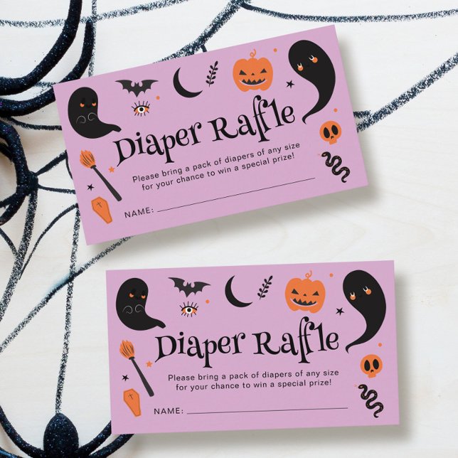 Carte D'accompagnement Fête de Bébé Halloween Violet Noir Raffle de Couch (Créateur téléchargé)